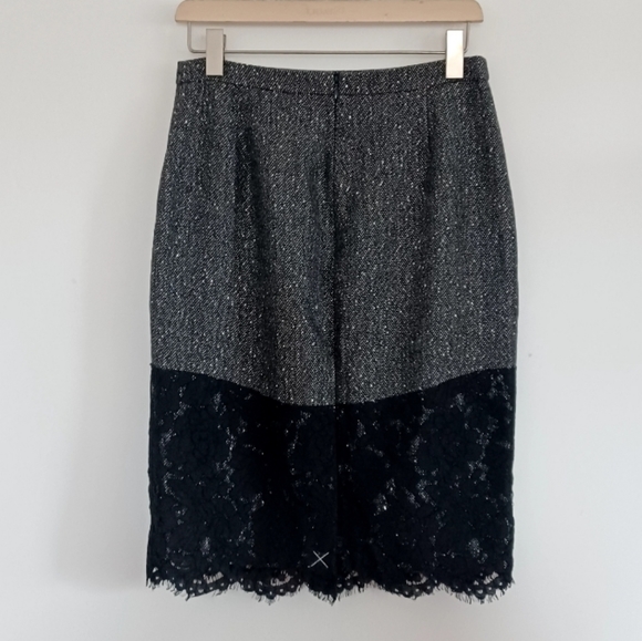 NWT J.crew Perfect Party with Lace Trim Sparkly Pencil Skirt Grey & Black size 4 - Picture 7 of 14